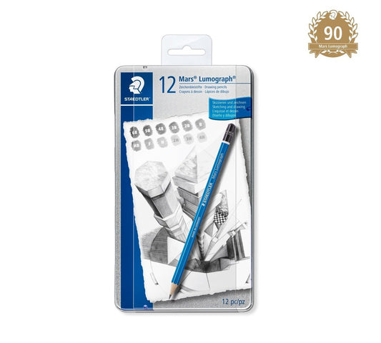 STAEDTLER 施德樓 Mars Lumograph 鐵盒繪圖鉛筆 6枝/12枝裝