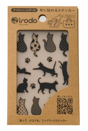 【irodo】Japanese non-iron cloth stickers - black cat