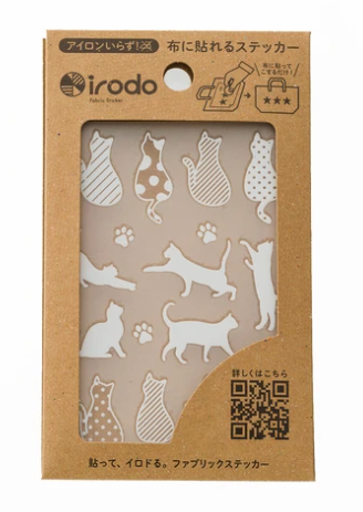 【irodo】Japanese non-iron cloth stickers - white cat