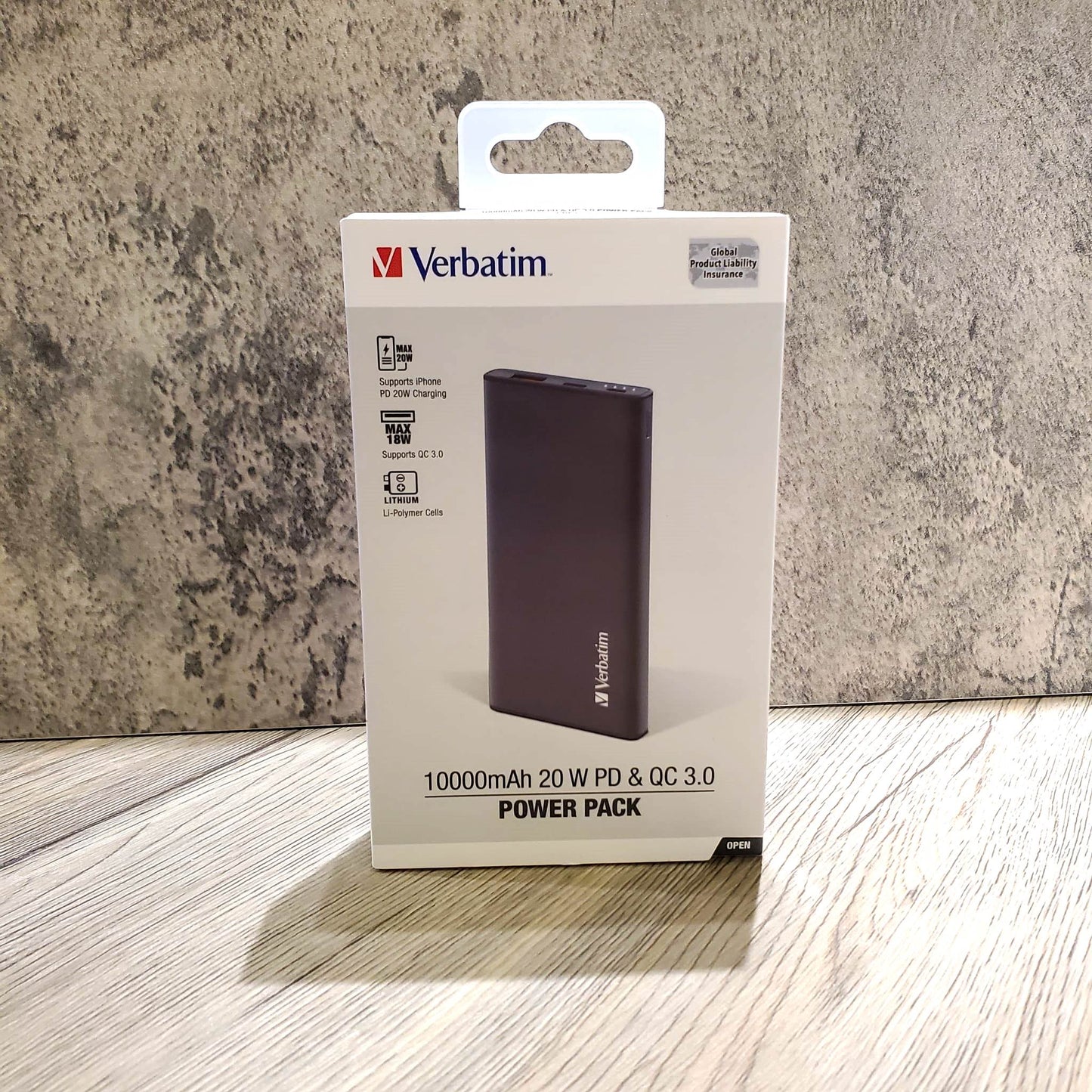 Verbatim 10000mAh 移動充電器 20W PD & QC 3.0