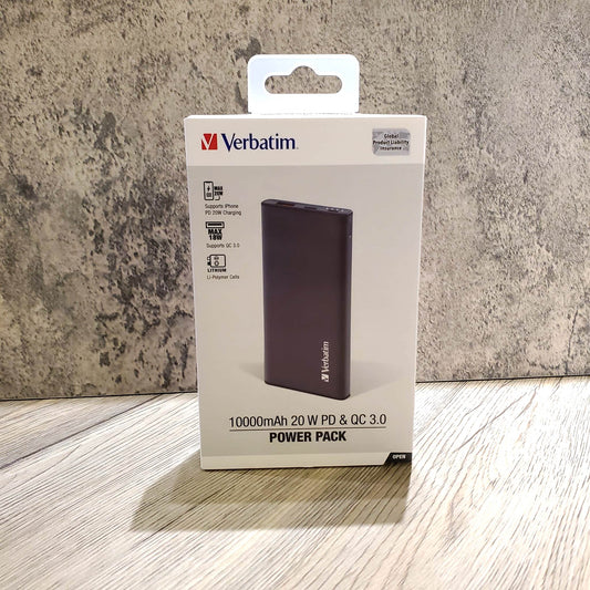 Verbatim 10000mAh 移動充電器 20W PD & QC 3.0