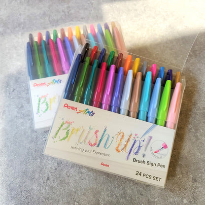 SES15C-24ST1 Brush Sign Pen (24 Colors Set)