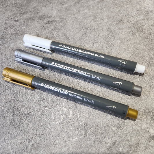 施德樓 Steadtler Brush Marker  white / gold / silver