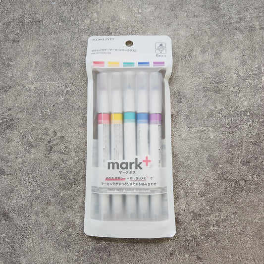 Japan KOKUYO mark+ double-ended highlighter (set of 5)