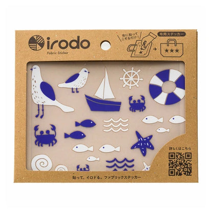 【irodo】Japanese non-iron cloth stickers - ocean (white blue)