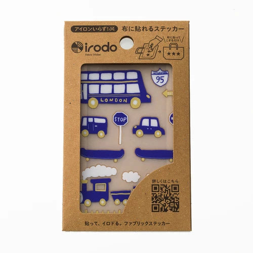 【irodo】Japanese-made non-iron cloth stickers - transportation (blue)