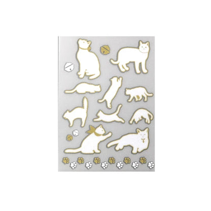 【irodo】Japanese non-iron cloth stickers - white cat 2