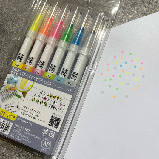 【Kuretake Japan Kure Bamboo】Clean Color Dot single head dot pen fluorescent color