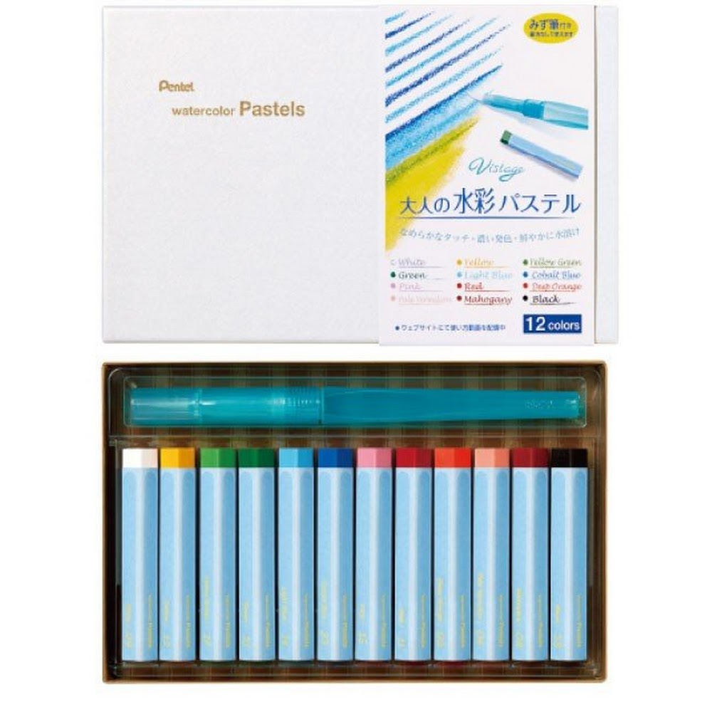【Made in Japan】Vistage Water Soluble Pastels (12 Colors) ~ Watercolors for Adults