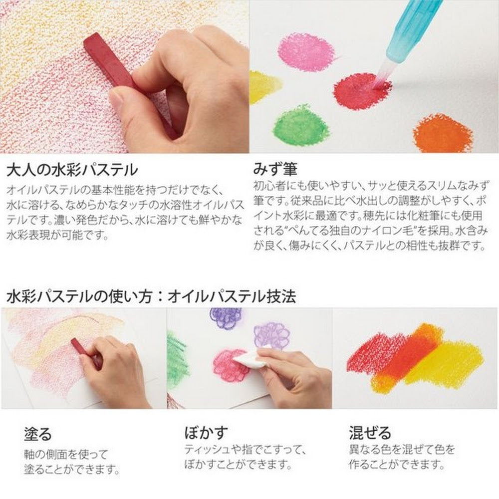 【Made in Japan】Vistage Water Soluble Pastels (12 Colors) ~ Watercolors for Adults